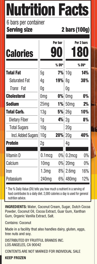 nutrition label of Fudgin' Fudgy rich vegan fudge bars