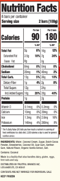 Fudgin' Berry Fudgy Pop nutrition label