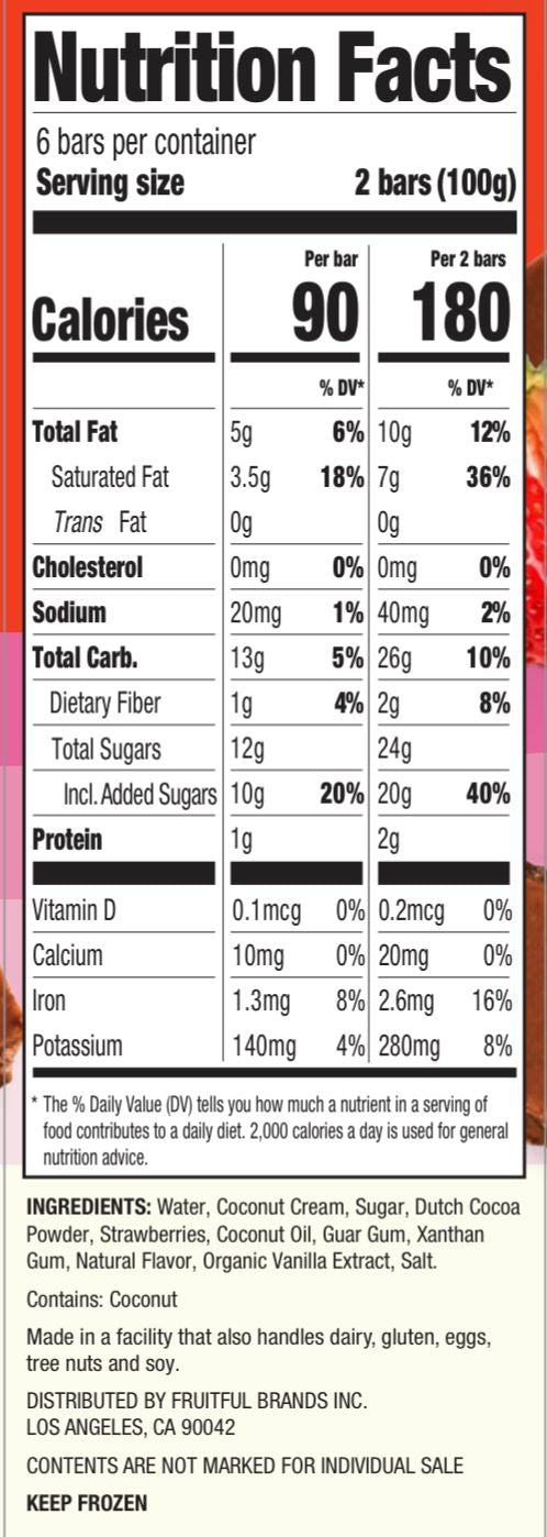 Rich vegan fudge bars nutrition label
